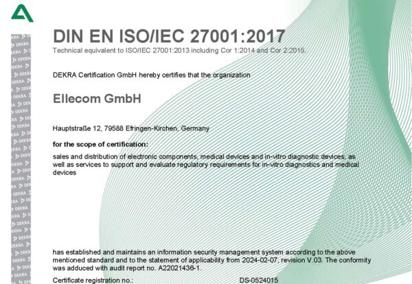 Certificate ISO 27001 Ellecom