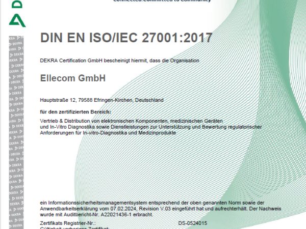 Zertifikat ISO 27001 Ellecom